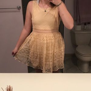 Apricot Lace Casual Dress